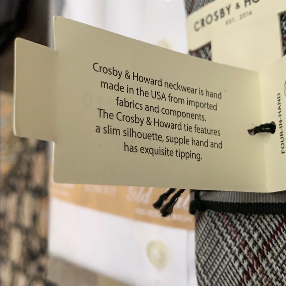 NWT CROSBY & HOWARD BLACK WHITE & RED TIE - Picture 5 of 8